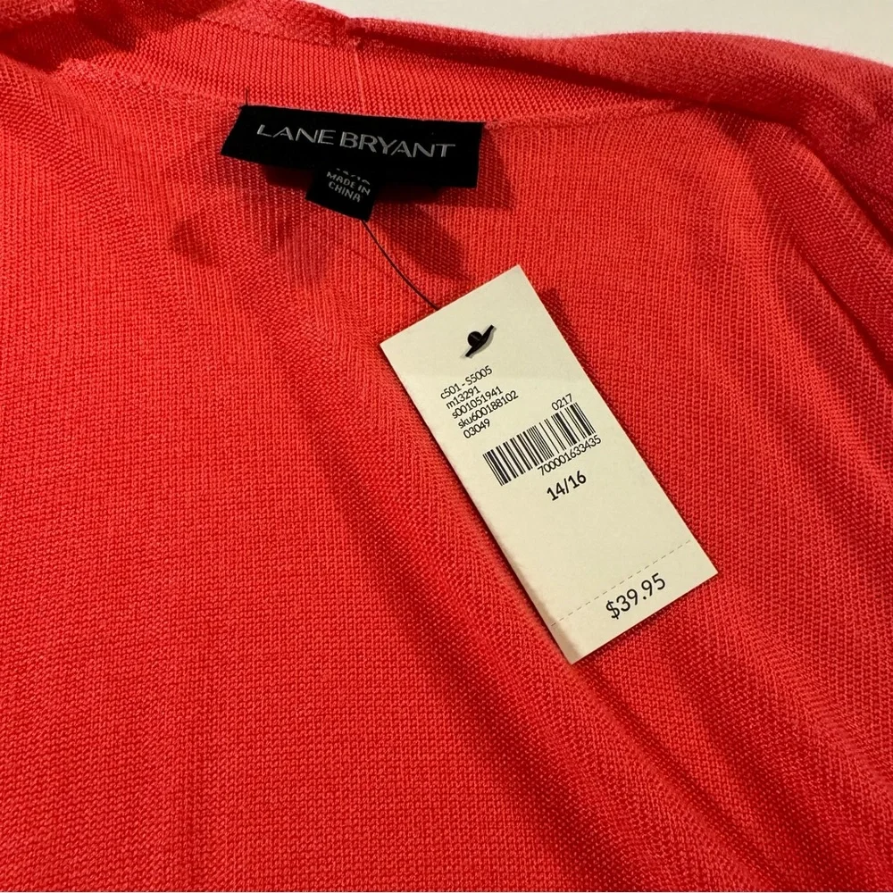 NWT Lane‎ Bryant Open Front Drape Shrug Cardigan Cabo Coral Pink Size 14/16 - Picture 3 of 15